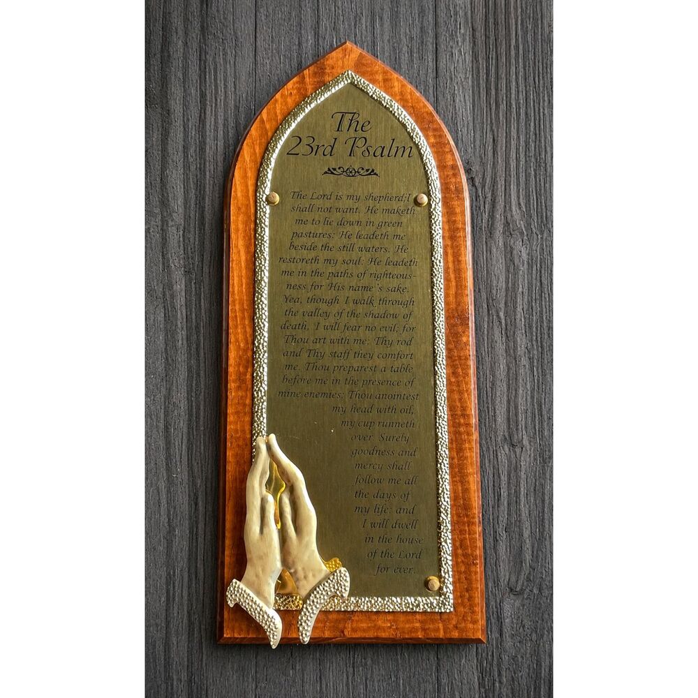 Vintage Home Interiors 23rd Psalm Wall Plaque Praying Hands Christian Decor USA